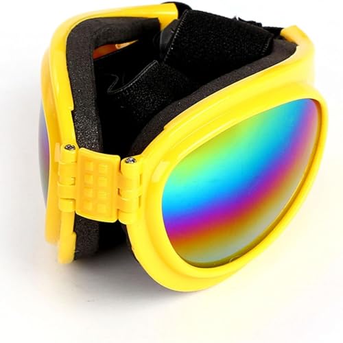 Hundebrille Sonnenbrille für Hunde Anti-UV Schutzbrille, Winddichte Wasserdichte Dog Polarized Sunglasses mit Verstellbarer Riemen für Kleine und Mittlere Hunde (1 Schwarz,Einstellbar)