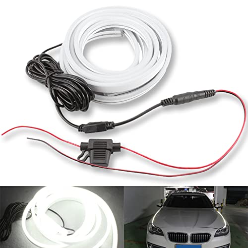Teguangmei Car LED Strip Lights Exterior Hood Lights 31.5inch (80cm) 12V Super Bright White LED Daytime Running Light, Ultra Soft & Flexible Engine Cover Decoration Waterproof DRL Light - 2PCS
