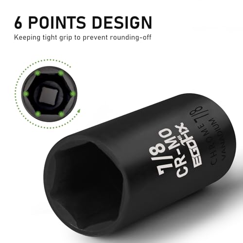 Image of 3 /8 inch Drive Deep Impact Socket, 7 /8 Inch SAE Socket, CR-MO 6 Point for Easy Removal of Axle Nut