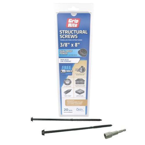 Tornillos estructurales 3/8 con revestimiento Prime Guard Plus anticorrosión de 8 pulgadas