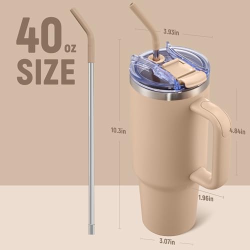 Image of COKTIK 40 oz Tumbler With Handle and Straw, Insulated Tumbler With Leakproof Lids, Stainless Steel|BPA-Free, Cold for 24 H (Dark Night)