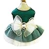 Aniac retro dog tulle dress with leash ring spring summer girl puppy clothes for small dog cat apparel formal pet prom dress for christmas wedding birthday valentines green x small  urban country home decor