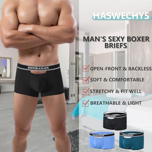 Mens Open Back Underwear Sexy Open Front Boxer Briefs Erotic Backless Panties For Bottom2