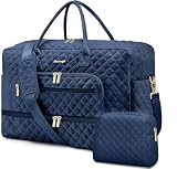 Travel Duffle Bag Weekender for Women - 38L Carry-On Overnight Bag Personal Item Bag with Shoe Compartment & Wet Pocket Weekend Tote Bags with Toiletry Bag Hospital Bags for Labor and Delivery Navy