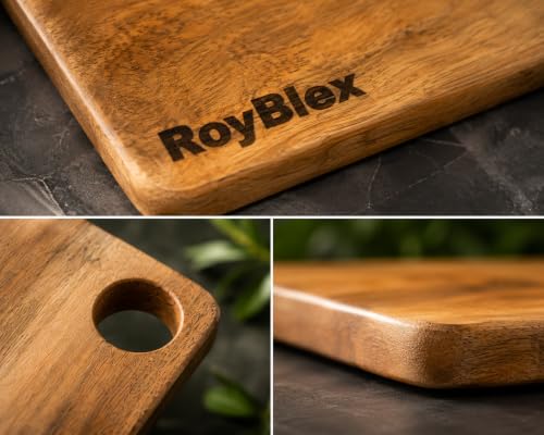 Image of Acacia Solid Wood Cutting Board 20x30 cm | Wooden Chopping Board for Kitchen | Reversible Vegetable, Fruit & Meat Cutting Board | Durable Kitchen Chopping Board (30L x 20W with Hole)