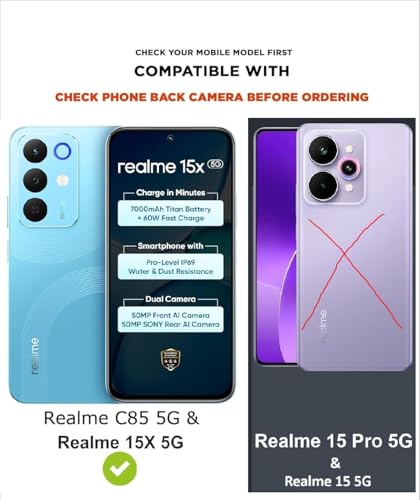 Image of COVERBLACK Soft Rubber Silicon Clear Case Back Cover Compatible for Realme C85 5G - Transparent