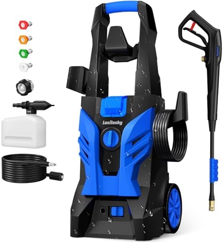 Electric Pressure Washer, 2.5 GPM Power Washer with 4 Nozzles and Foam Cannon, High Pressure Cleaning Machine for Cars, Driveways, Fences, Patios, Home Cleaning