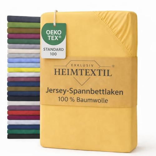 EXKLUSIV HEIMTEXTIL Jersey Spannbettlaken 60 x 120 cm Gelb 100% Baumwolle Öko - Tex Zertifiziert Bed-Sheet Bettlaken Spannbetttuch
