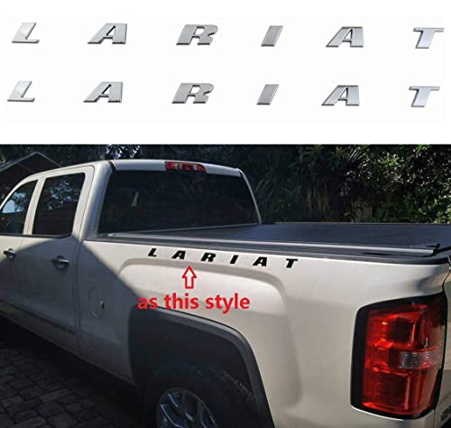 2Pc Lariat Side Fender Emblems Letter Lariat Badge Nameplate 3D Logo Fit for 150 250 350 Truck Pickup (Chrome) by Generic - Image 2