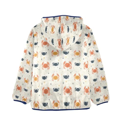 Cute Crab Pattern Design Toddler Fleece Jacket Girl Boys Hooded Fleece Jacket Coat Warm Outwear Zip-up 3-10T2