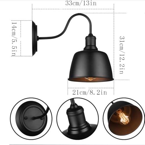 Lámpara de pared de estilo industrial vintage e iluminación decorativa de pasillo, 2 piezas 5