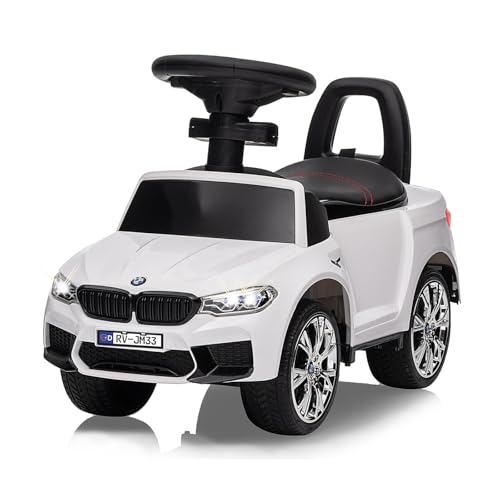 JAMARA 464015 Rutscher BMW M5, Car Fahrzeug, Spielzeug Kinderauto Kids, ab 12 Monate, Musik, Kippschutz, Kofferraum, Flüsterreifen, Hupe am Lenkrad, Schub- und Haltegriff