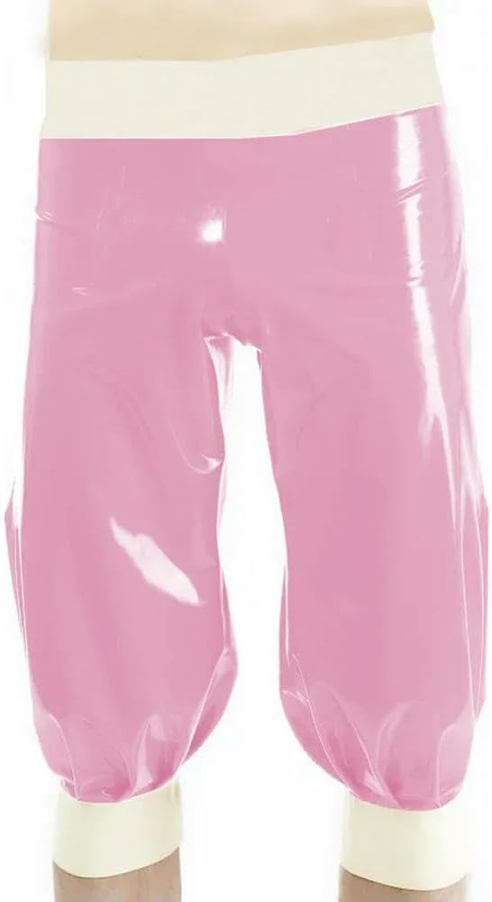 Womens Elastic Waist PVC Leather Patchwork Midi Bottoms Bloomers for Halloween Cosplay Theme Party