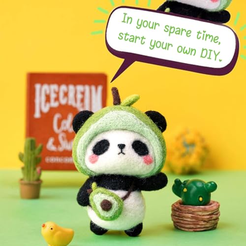 Image of PATPAT� Needle Felting Kit,Needle Felting Kit for Beginners,Wool Needle Felting Beginner Kits with Colorful Wool,Felting Needles,Instructions,for Adults Beginner Supplies DIY (Avocado Panda)