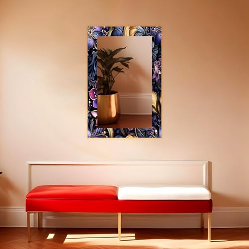 Image of KERLIX Rectangle Decorative Art Unique Fancy Digital Frameless CNC polishing Wall Mirror /Makeup Mirror /Bathroom Mirrors Size (12x18 inch). (6, 12 x 18)