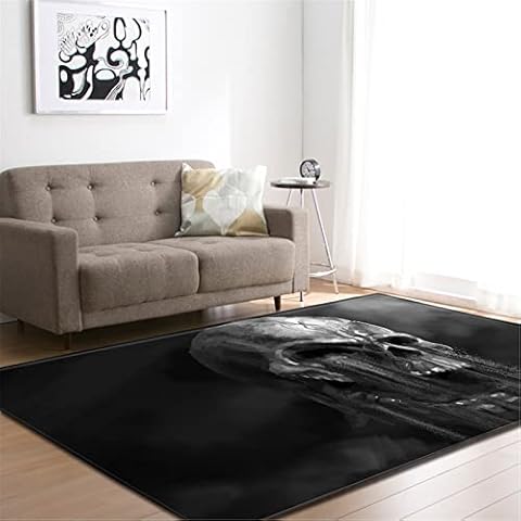 Chickwin Rugs Living Room Large, 3D Skull Print Area Rugs Modern Non Slip Soft Touch Fluffy Short Pile Rug for Home Corridors Entrances Staircase Area Decoration (Skull Pattern,150x230cm) Cover