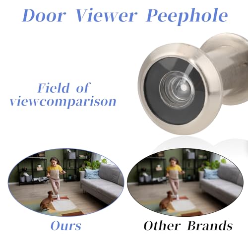Türspion mit Sichtschutz 200° Weitwinkel Optische Glaslinsen Bohrloch Ø 16mm Spion mit Bohrer Einstellbare Länge Türspion für 35-60mm Dicke Türen