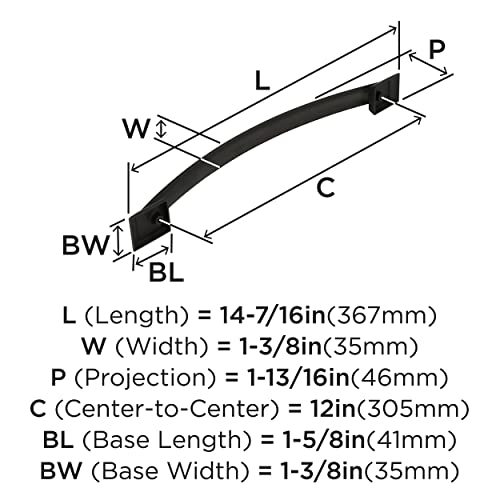 Image of Amerock | Appliance Pull | Oil Rubbed Bronze | 12 inch (305 mm) Center to Center | Candler | 1 Pack | Drawer Pull | Drawer Handle | Cabinet Hardware