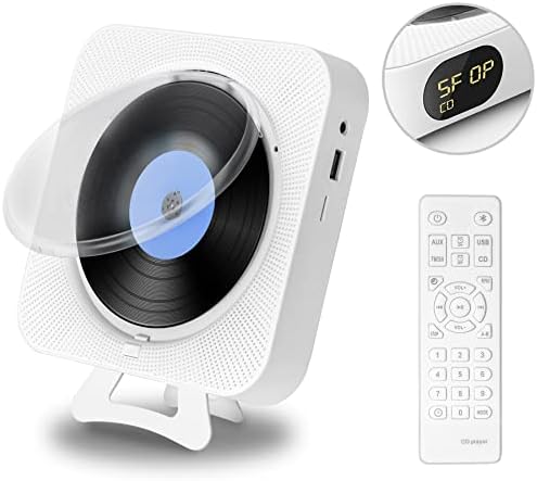 CD Player Portable with Bluetooth - Wall Mountable & Desktop Stand CD Players Music Player Home Audio Boombox with Remote Control FM Radio Built-in HiFi Speakers LCD Display MP3 Headphone AUX Jack