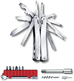 Victorinox, Multifunktionswerkzeug, Swiss Tool Spirit X Plus Ratchet, Silber (36 Funktionen, Feststellklinge, Kombi-Spitzzange, Hartdraht-Schneider)