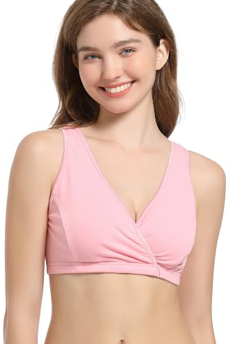 Image of CAKYE 3 Pack Cotton Maternity Nursing Bras Breastfeeding Sleep Bralette