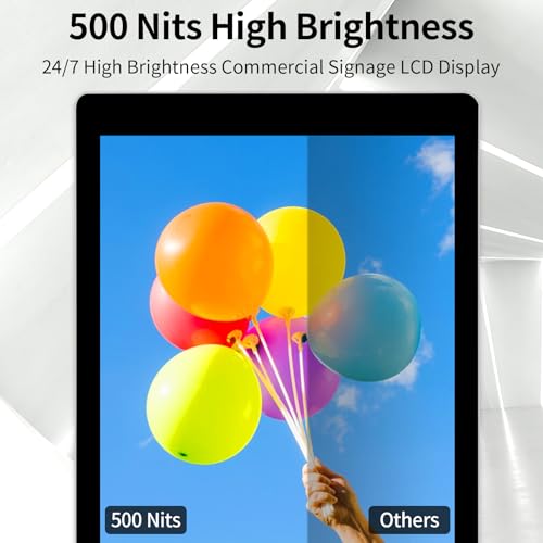 PWR4GTR 43Pro Digital Signage, Full HD PCAP Touchscreen Interactive Kiosk Indoor Advertising Display Floor Standing Android 11.0 LCD Totem with 500 Nits High Brightness, 2+32GB