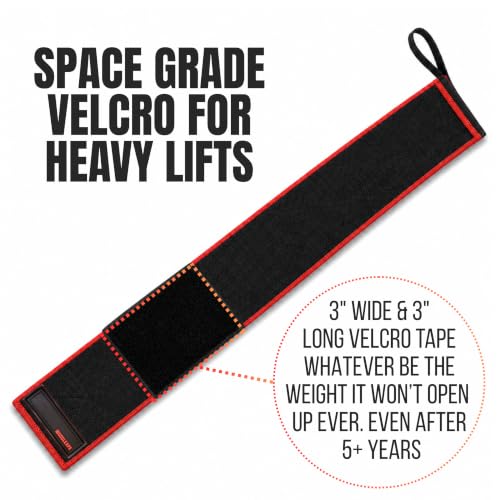 Image of Muscleape Wrist Wraps for Gym | SuperFabric Strength Support Straps for Heavy Lifting, CrossFit & Powerlifting | Adjustable Compression Wrist Support for atheletes- Superb Workout Wrist Stability & Protection. (DaddyKong-Red, 20 Inches)