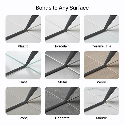 Anthracite Grey Construction Sealant & Adhesive All-In-One Hybrid Polymer | Superior to Silicone Sealant | Waterproof, Odourless, Anti-Mould, Paintable | Kitchen Bathroom Outdoor - 300 ml 3 Pack