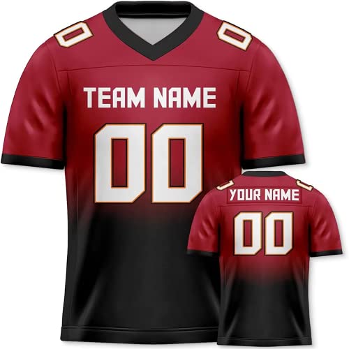 Custom Football Jersey Football Fans Gift for Men Women Youth Printed Team Name and Number (31_Red_Black)
