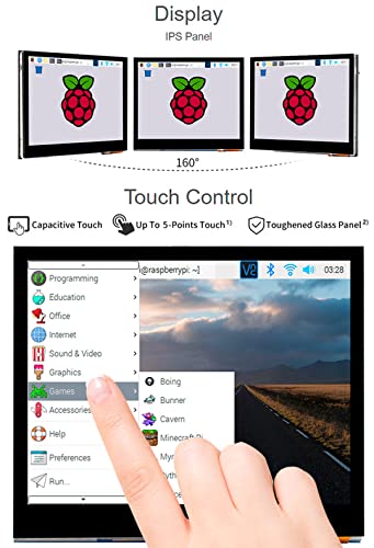 Image of for Raspberry Pi 4B /3B+ /3B /3A+ /Pi Zero W /Zero 2 W /WH, 3.5inch DPI LCD 640x480, IPS Capacitive Touch Screen Toughened Glass Cover DPI666 262K Colors 60Hz Refresh Rate