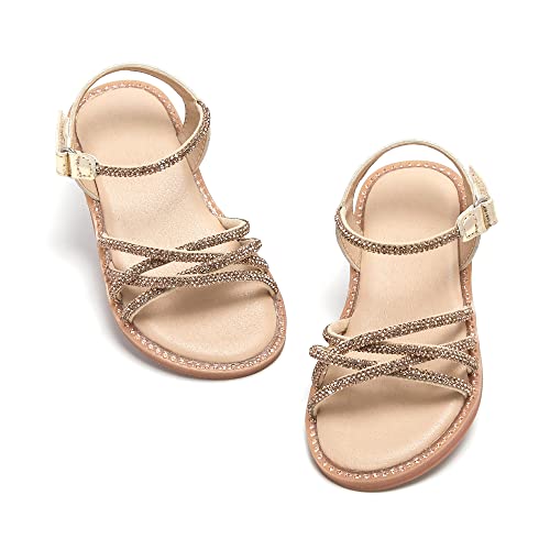 Image of Felix & Flora Toddler Girl Sandals -Flower Girl Dress Shoes Open Toe Little Kid Flats