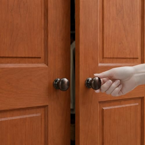 Image of trust4care 2-Pack Wide Base ORB 1.5 inch Bifold Closet Door Cabinet Knobs Pulls | Large Wide Base Zinc Round Kitchen Cabinet Wardrobe Dresser Dummy Doorknobs, Furniture Laundry Sideboard Buffet Drawer Handle