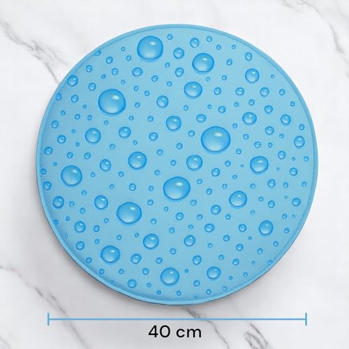 MIJOMA Kühlmatte für Hunde & Katzen – selbstkühlendes Gel-Kühlpad – Haustier Kühldecke, ungiftig, faltbar, ohne Strom, Sommer Matte für Kleintiere (Ø 45 cm Wassertropfen)