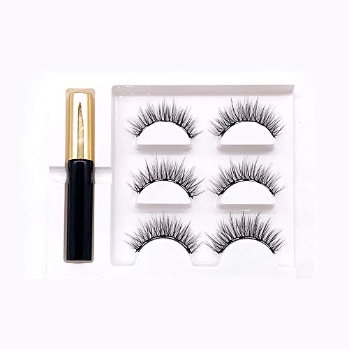 Andoer Conjunto de cílios postiços magnéticos com máscara aplicadora 3D preto magnético falso cílios