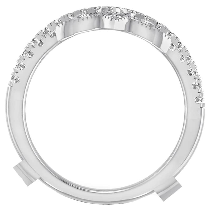 1.89 Ct Round Cut Moissanite 14K White Gold Over Milgrain Enhancer Double Guard Ring For Women's2