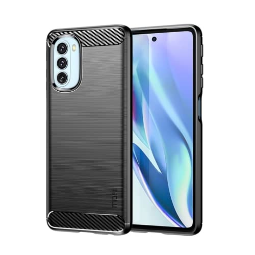Image of NPRC Hybrid Ultra Slim Protective Case TPU Non-Slip Carbon Fiber Texture Shockproof Case Cover for Moto G51 - Black
