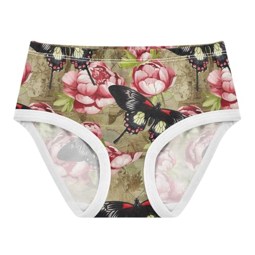 Joisal Floral Butterfly Rose Flowers Cute Panties Girl Toddler Underwear Floral Cotton Fun Print Briefs Girls Undies 2t