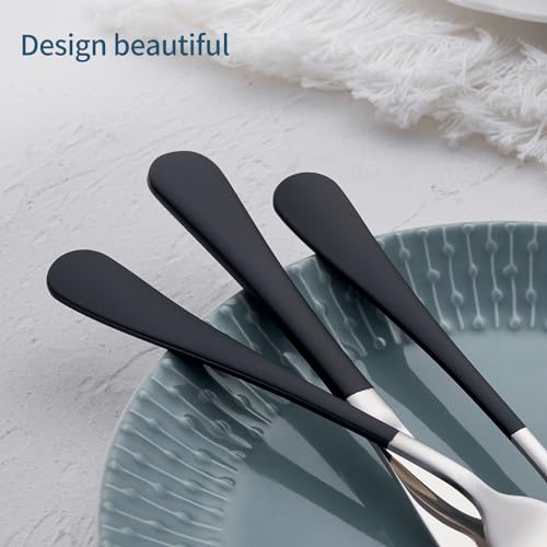 Onlycooker Black Silverware Set 20 Piece 18/0 Stainless Steel Flatware Black Handle Cutlery Set Service for 4 Black Forks Spoons and Knives Set unique silverware set Mirror Finish Dishwasher Safe by Onlycooker - Image 7