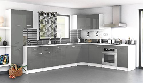 Berlioz Creations PRIMA PG4BTG Unterschrank für Küche mit Arbeitsplatte, 1 Dekortür und 1 Dekorschublade in glänzendem Grau, 40 x 60 x 85 cm, 100 Prozent französische Herstellung - Image 5