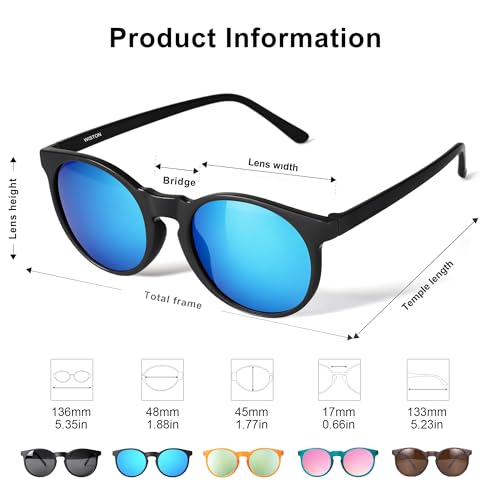 Image of WISTON Polarized Round Sunglasses for Women & Men,Running Sunglasses Retro Classic UV400 Protection TR Frame Lightweight 8107