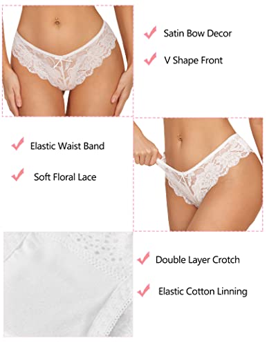 Image of Avidlove Women Floral Lace Panties Sexy Hipster Underwear Cheeky Bikini Panties V-Shape Waistband Tangas