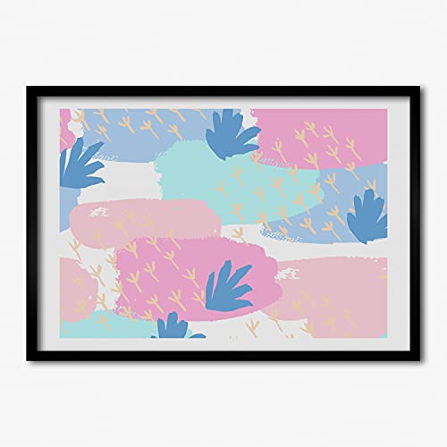 Tableau moderne Tulup 70x50 cm de qualité supérieure avec cadre en bois de motif coloré