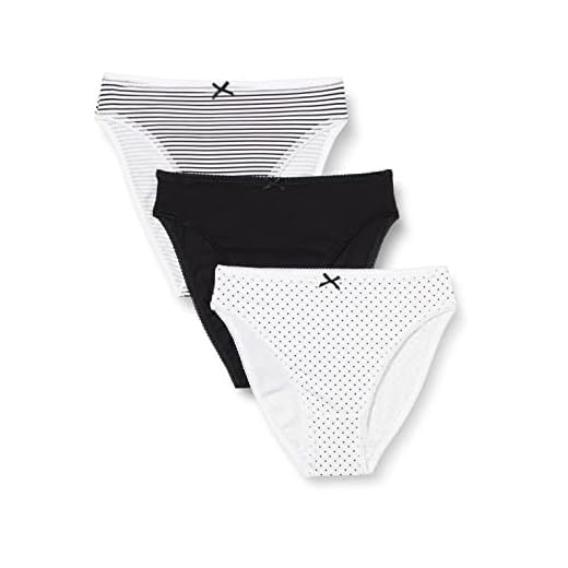 IRIS & LILLY Braguita de Varios Colores para Mujer, Pack de 3, Multicolor (Black/Print), Medium