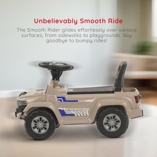 Image of Baybee Speedy Baby Ride on Car for Kids | Portable Kids Car with LED Lights, Music & Storage Basket | Push Toy Cars with High Backrest | Toddler Rideons Jeep for 1 to 3 Years Boys Girls (Desert)