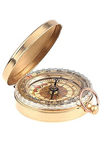 NIEGIENNA-Portable Vintage Old Style Compass Pocket Watch Style Multifunction Fluorescence Compass Navigation for Outdoor Sports Camping Hiking (Golden) - Image 3