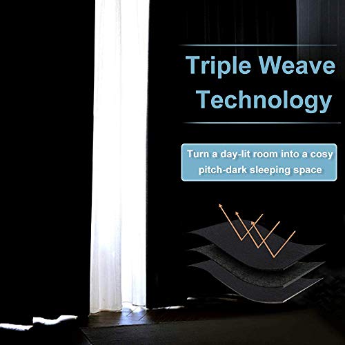 Ryb Home Black Curtains 84 Inches Long - Blackout Thermal Insulated Room Divider Drapery For Living Room Bedroom Home Office Patio Door Window Backdrop, W 70 X L 84, Black, 1 Panel #TOP4