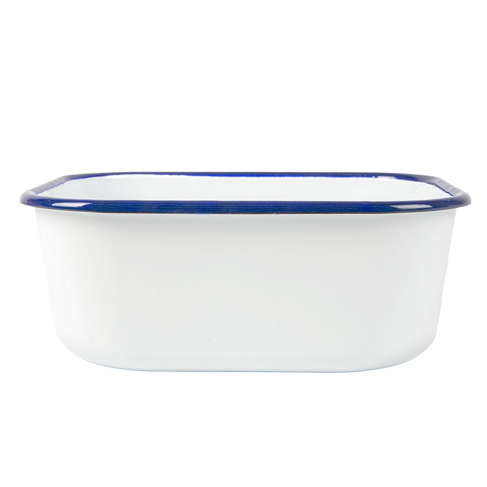 3 unità - Contenitori con coperchio 'Enamelware' 2100 ml 23,5 x 19 x 9 cm bianco ferro smaltato
