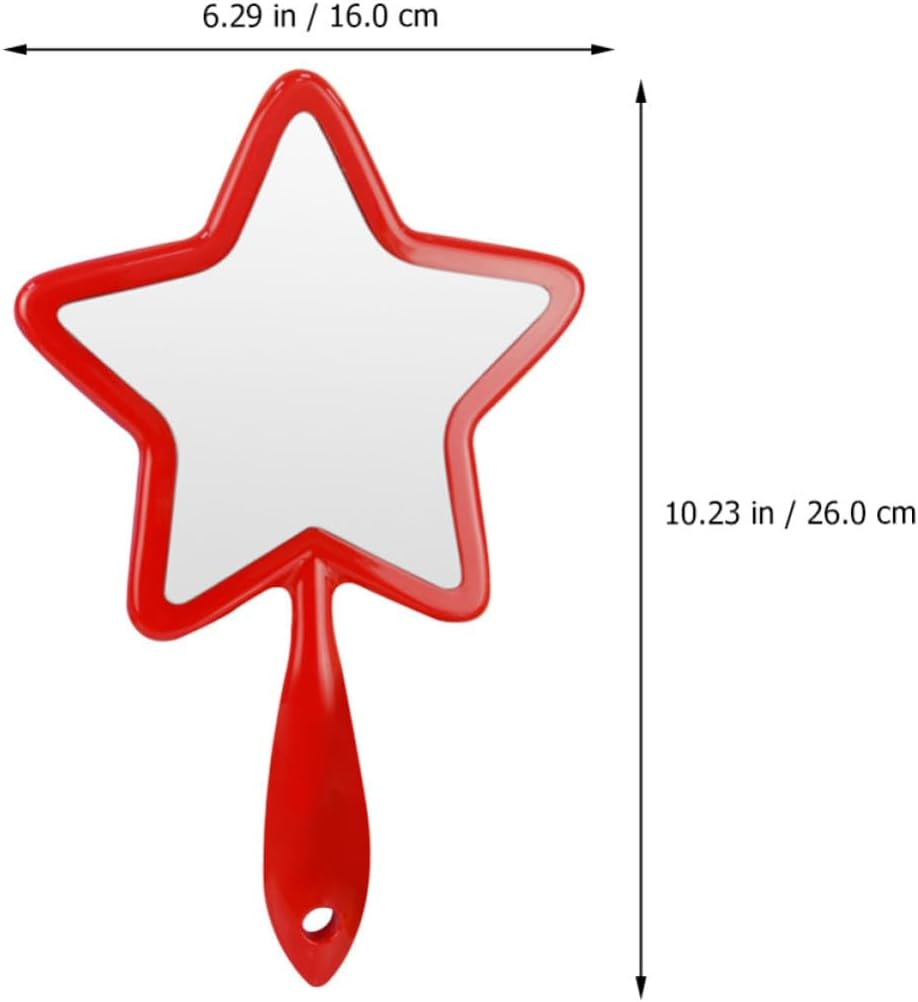 Portable Star Shaped Makeup Mirror with Handle Lightweight Compact Handheld Beauty Mirror for Bathroom and Wearing Lenses Use Stylish Pink Design Random Color image 2