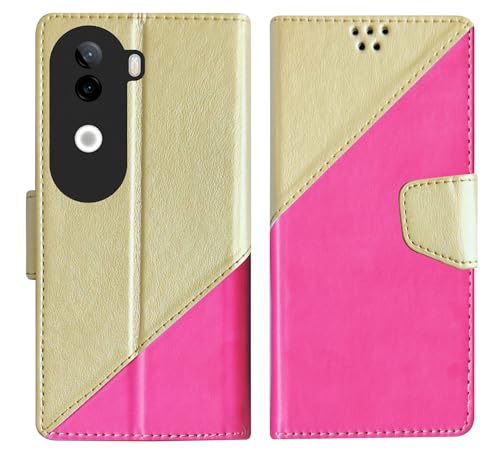Image of SBMS Flip Cover for iQOO Z9s 5G / Vivo V40e 5G Back Cover Case with Magnatic Closure | Inbuilt Stand | Card & Money Pocket (MultiPink)