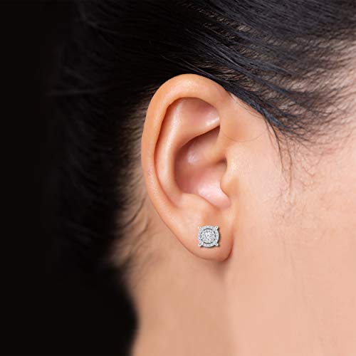Natalia Drake 1/2 Cttw Stud Diamond Earrings For Women Set In Rhodium Plated 925 Sterling Silver Round Halo Color Ij/Clarity I2-I3 #TOP4